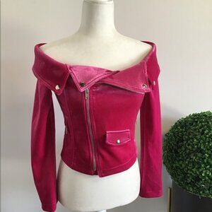 Forever 21 Hot Pink Velvet Jacket sz SMALL